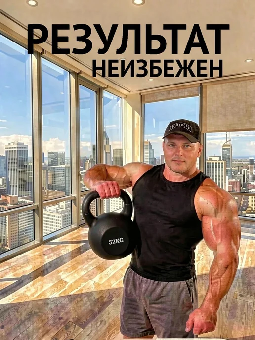Гиря 24 кг синяя, 32 кг, черный, фото 4