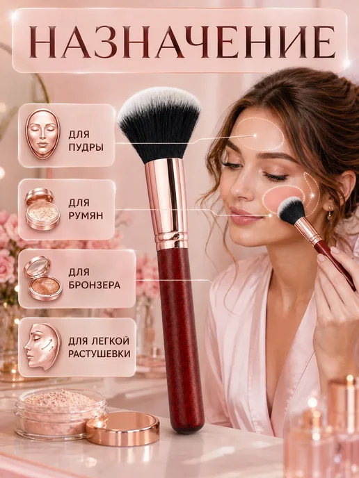 бан3 Мягкая косметическая кисть для сухих текстур, вариант, фото 2