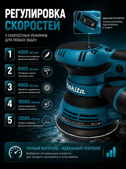 VoltForce Шлифовальная машинка эксцентриковая электрическая, вариант, фото 5