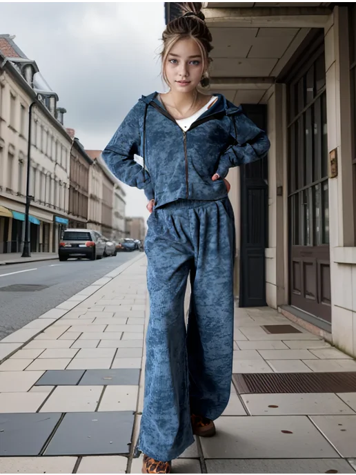 DANA STYLE Костюм спортивный варенка подростковый без начеса, голубой