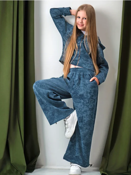 DANA STYLE Костюм спортивный варенка подростковый без начеса, голубой, фото 5