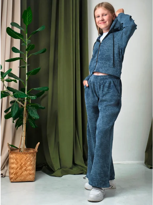 DANA STYLE Костюм спортивный варенка подростковый без начеса, голубой, фото 7
