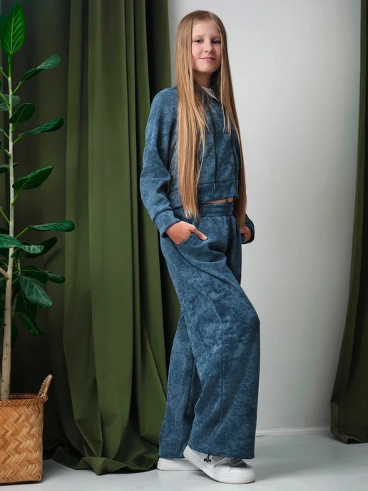 DANA STYLE Костюм спортивный варенка подростковый без начеса, голубой, фото 8