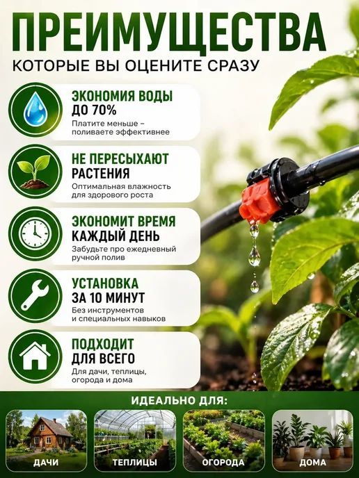 Капельный автополив 15 м — система полива для растений, вариант, фото 3