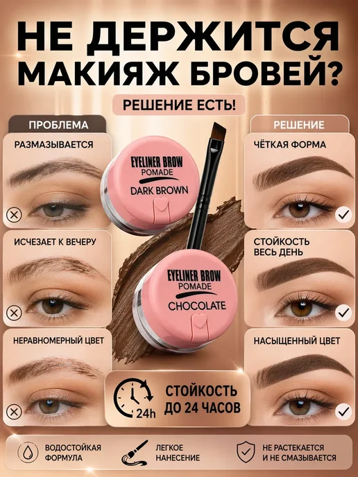 бемин Гелевая помадка для бровей и глаз, коричневый, фото 2