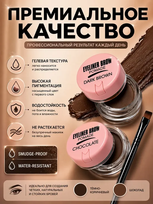 бемин Гелевая помадка для бровей и глаз, коричневый, фото 3