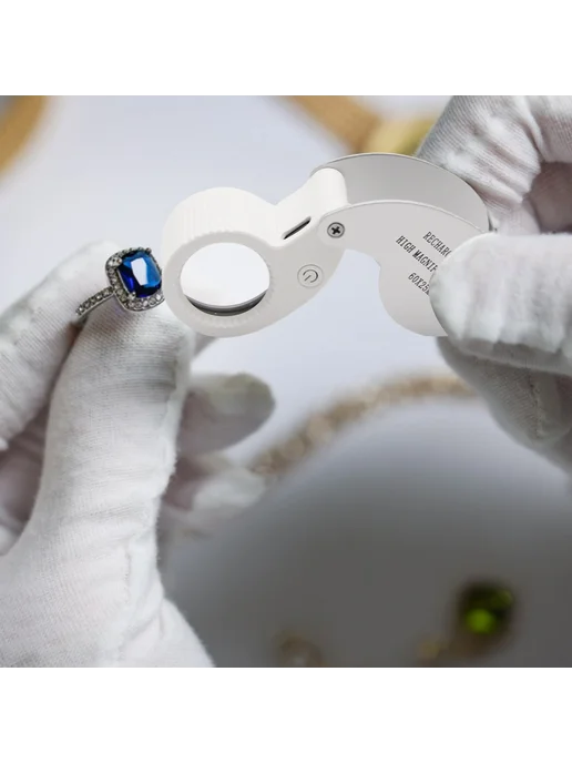 Карбоновая лупа ювелира 60X с LED и карманом, вариант, фото 2