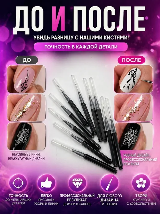 Н_БАЙ Профессиональный набор кистей для маникюра, 10 шт, фото 2