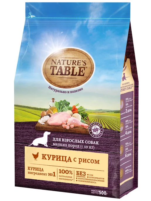 Сухой корм NATURE’S TABLE для собак, мелкие, курица, 0,5 кг, фото 5