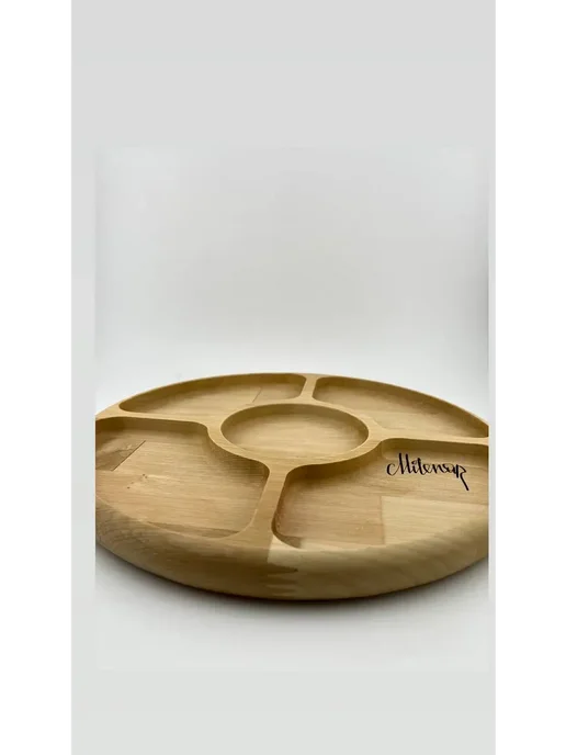 WeLuxe Store Менажница деревянная для закусок круглая, коричневый, фото 7