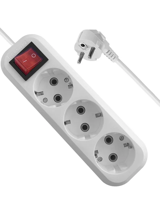 DEFENDER Удлинитель с заземлением (99360) L330 16 А, 3 роз х 5м, 5 м