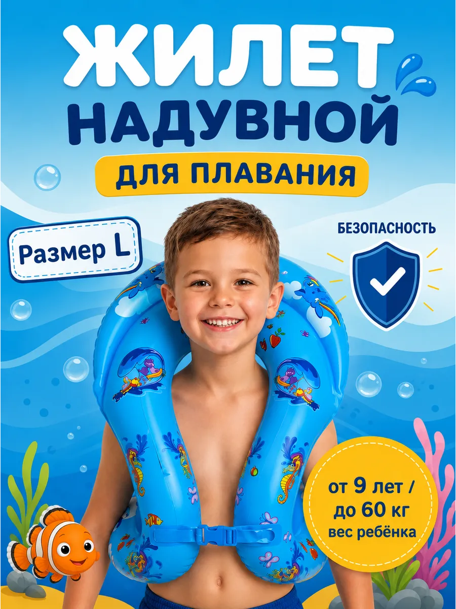 Жилет для плавания детский надувной