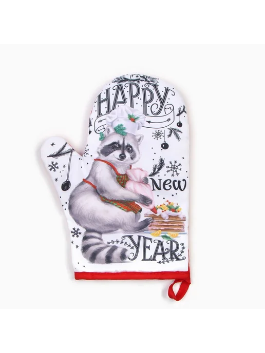 Доляна Варежка - прихватка новогодняя Happy new year, 20×27 см, 20x27 см, фото 3