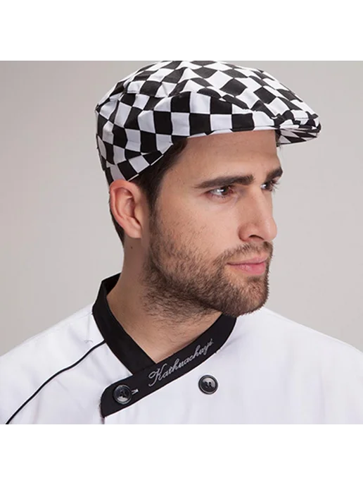 Поварской колпак с клетчатым узором, кухонная шапочка, черный, фото 8
