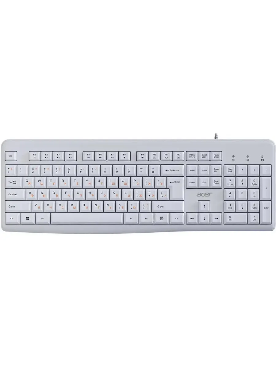 Acer Клавиатура проводная OKW500 белый USB Multimedia