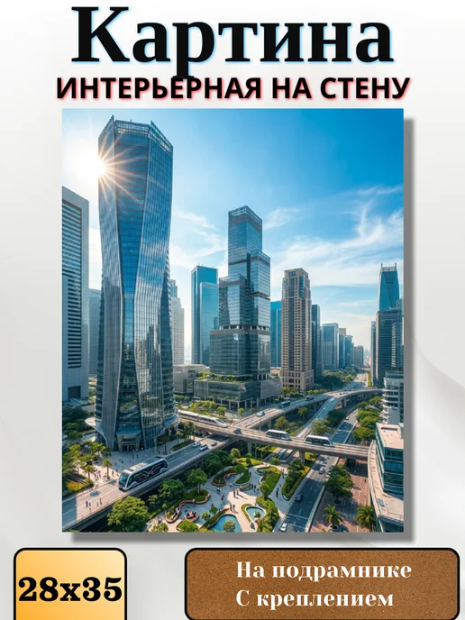 Интерьерный штрих Картина интерьерная "Сердце мегаполиса" 28х35см, голубой