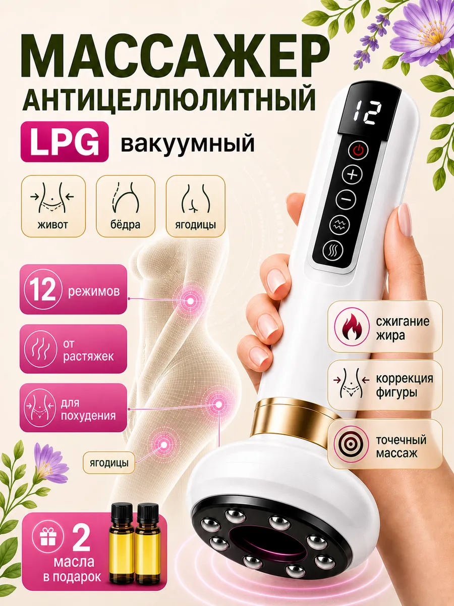 Массажер антицеллюлитный вакуумный для ног, живота похудения