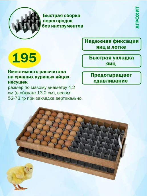 АГРОХИТ Перегородки в инкубатор Норма Урал для 195 куриных яиц, черный, фото 3