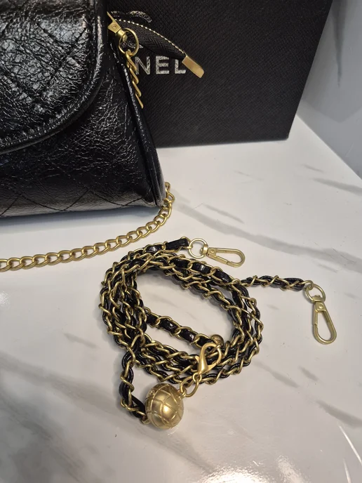 chanel. Мини клатч на цепочке, черный, фото 3