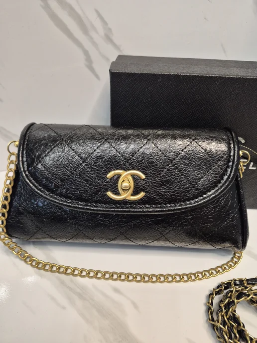 chanel. Мини клатч на цепочке, черный, фото 4