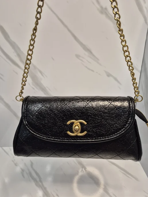 chanel. Мини клатч на цепочке, черный, фото 8