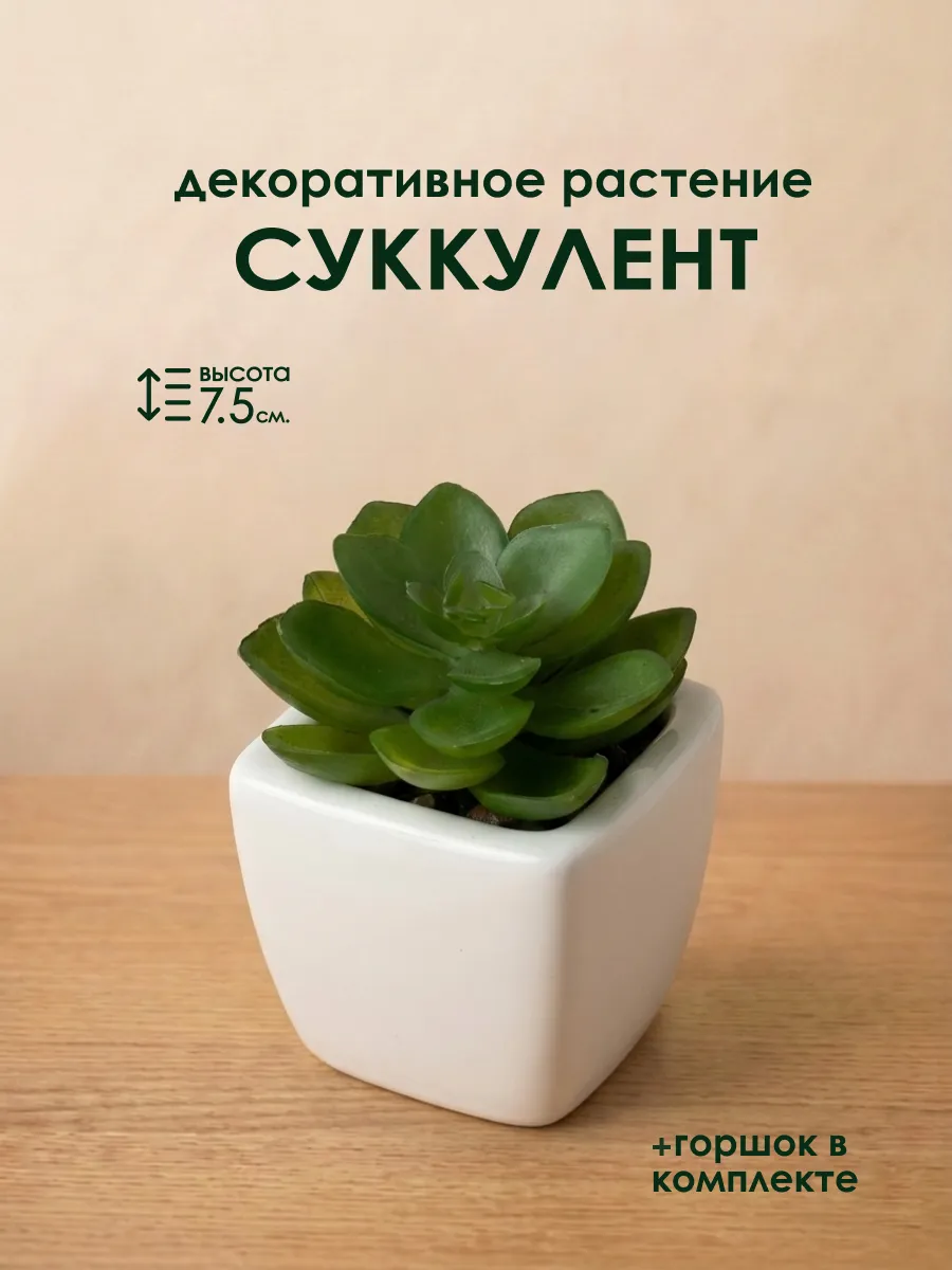 Декоративное искусственное растение Суккулент в горшке 7 см