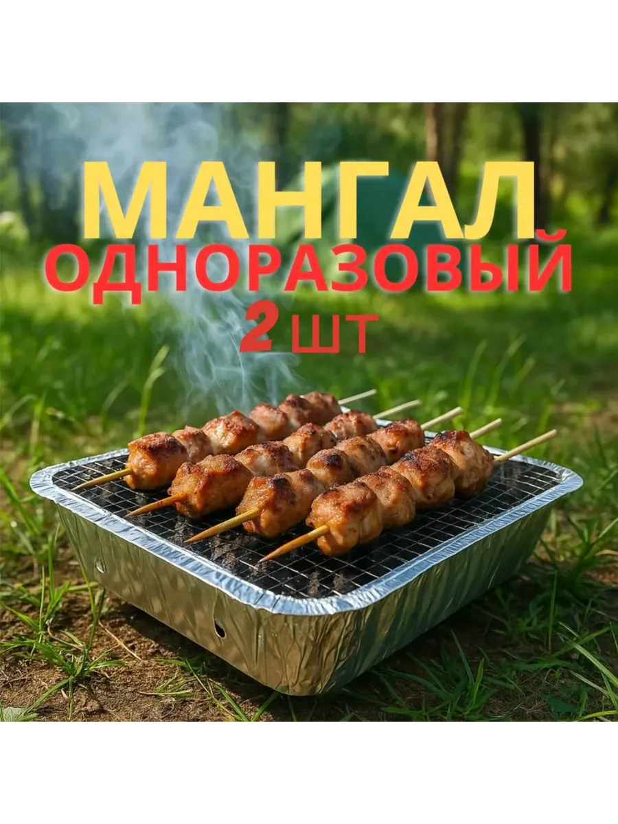 Мангал одноразовый с углем и решеткой х 2 шт