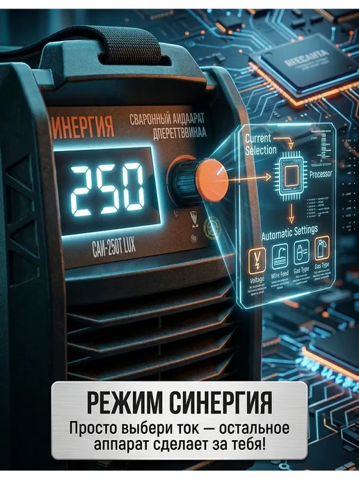РЕСАНТА Инверторный сварочный аппарат САИ‑250Т LUX без газа, черный, фото 2