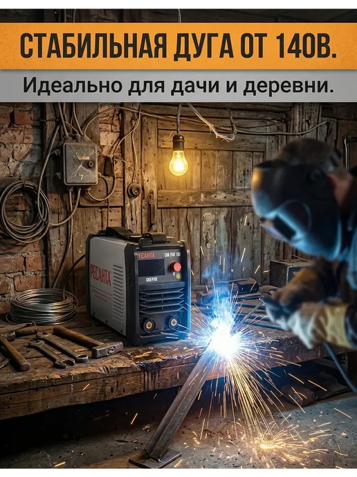 РЕСАНТА Инверторный сварочный аппарат САИ‑250Т LUX без газа, черный, фото 3