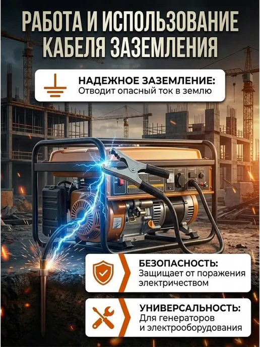 РЕСАНТА Кабель с клеммой заземления 25 кв.мм, черный, фото 7