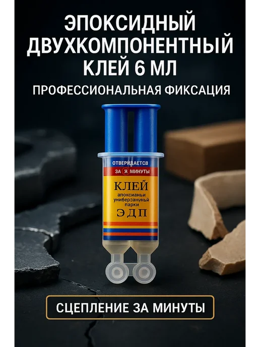 АР1704 Клей эпоксидный универсальный 6 мл — быстрое склеивание, 6 мл