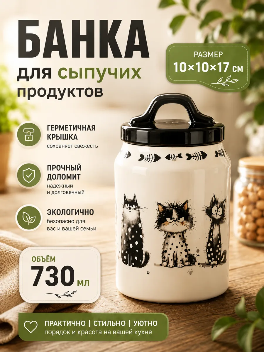 Банка для сыпучих продуктов доломит 730 мл