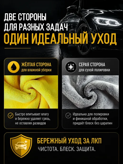 Тряпка для машины, автосалфетка из микрофибры для KIA old, серый, фото 3