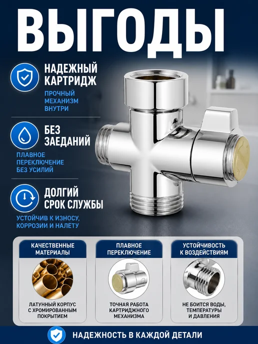 энесай 1 Дивертор для смесителя в ванной, серый, фото 2