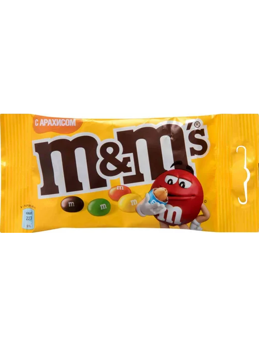 Драже M&M's с арахисом и молочным шоколадом, 45г, 45 г, фото 3