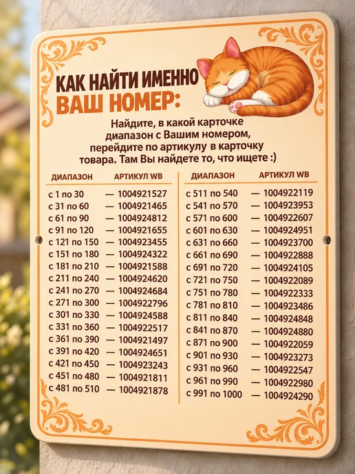 Адресные Таблички Ру Адресная домовая табличка с номером дома "котенок" №95, бежевый, фото 3