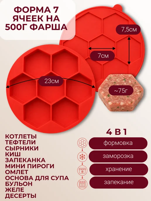 Sweetingridients Форма для котлет, фрикаделек, сосисок силиконовая 3шт, 3 шт, фото 2