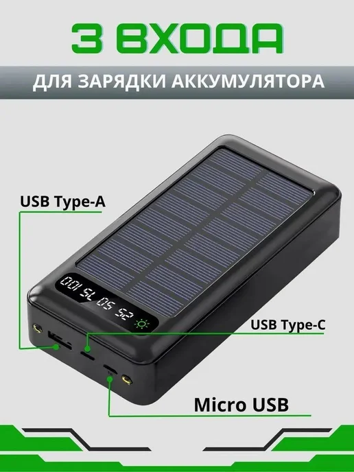 Повербанк 50000 мАч для телефона, 50000 мАч, фото 3