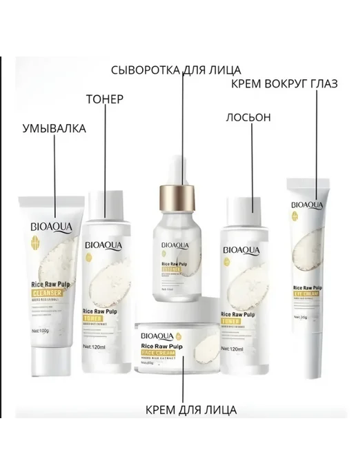 BIAQUA -Набор уходовой косметики Уходовый набор для лица с экстрактом риса, белый, фото 2