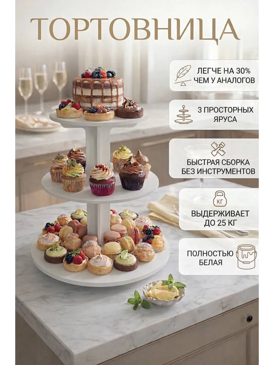 Тортовница подставка для торта 3 яруса
