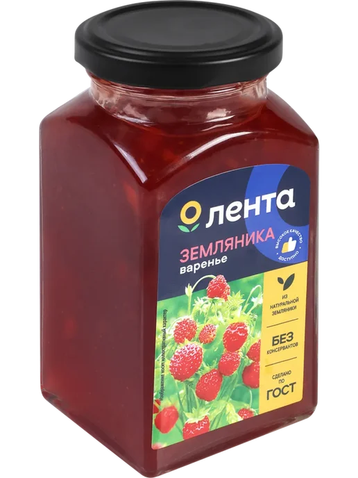 Варенье ЛЕНТА Земляника, 370г, 370 г, фото 2