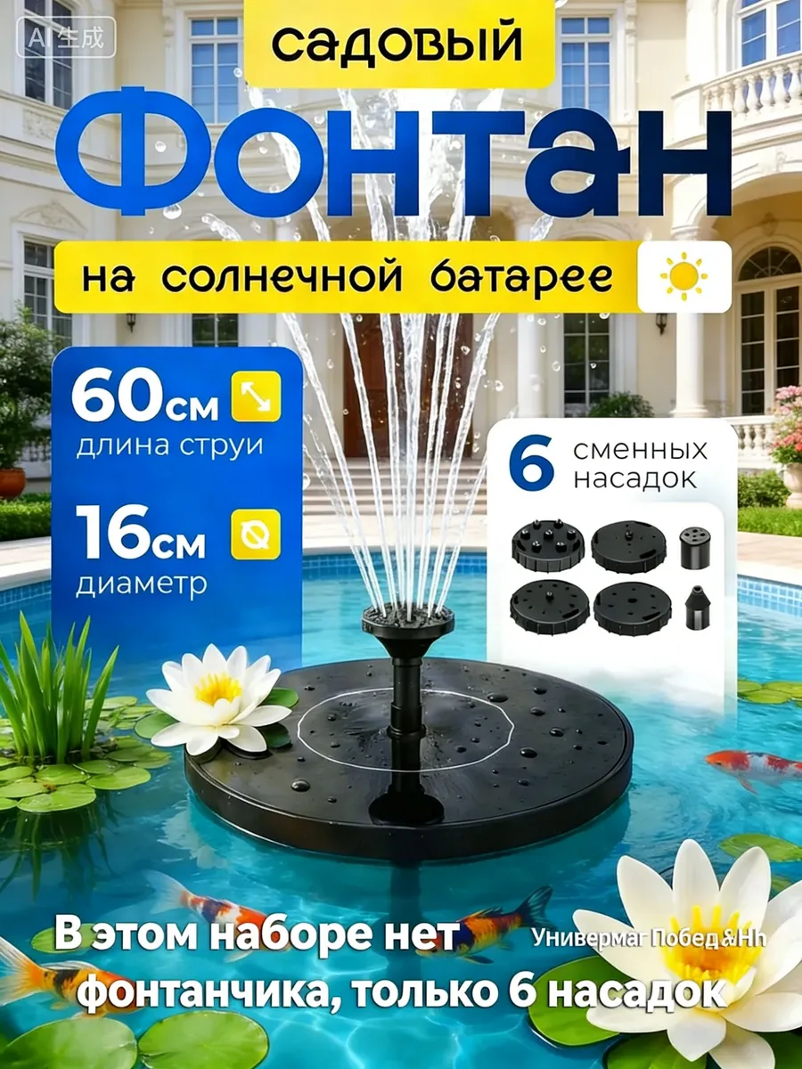 Садовый фонтан 0.15 м³/ч, ABS пластик, чёрный