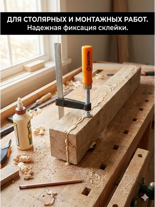 ВИХРЬ Струбцина быстрозажимная F-образная, серый, фото 8