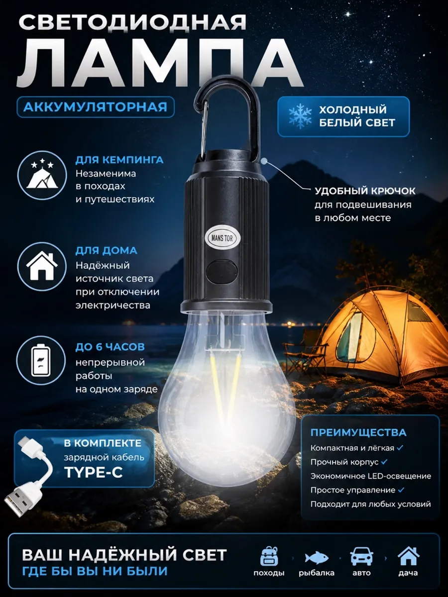 Лампа Фонарь Кемпинг-й MN-2066-6 подвесной