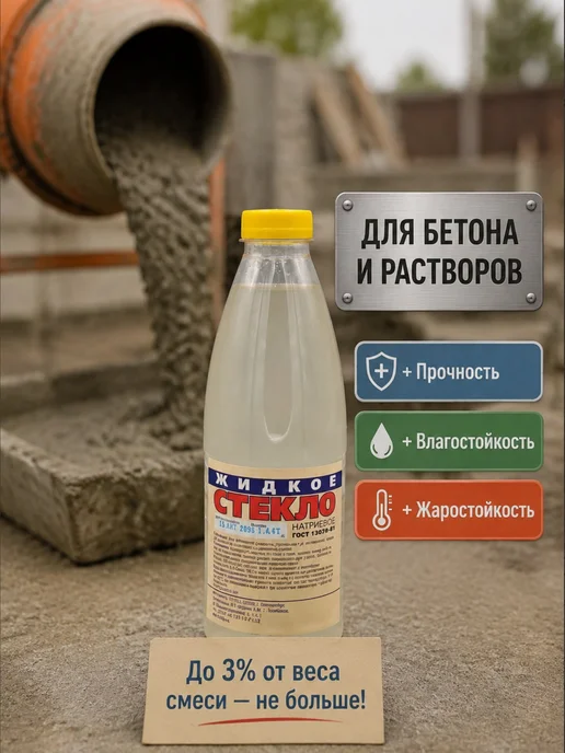 Жидкое стекло натриевое добавка для бетона гидроизоляция, белый, фото 2
