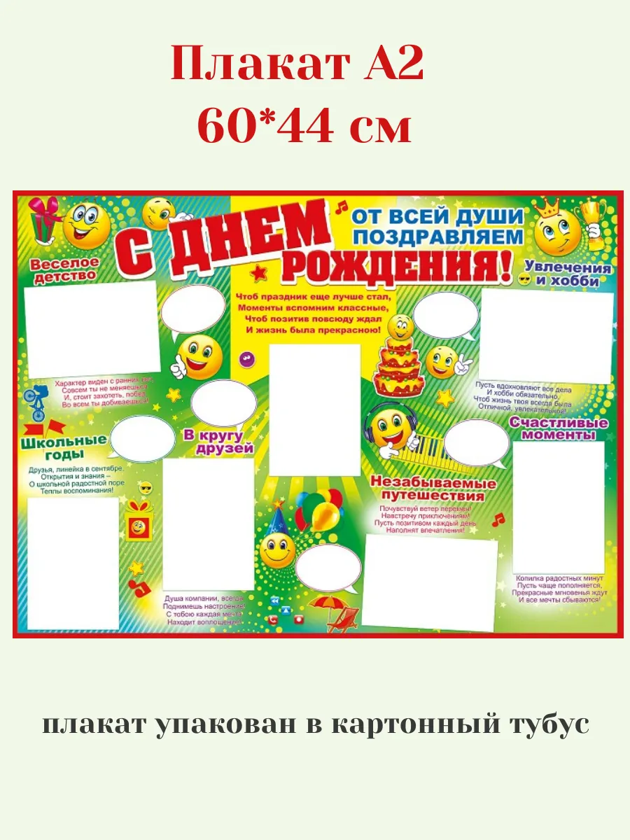 Плакат А2 С днем рождения