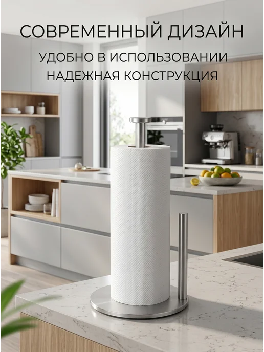Держатель кухонный для бумажных полотенец настольный, серый, фото 2
