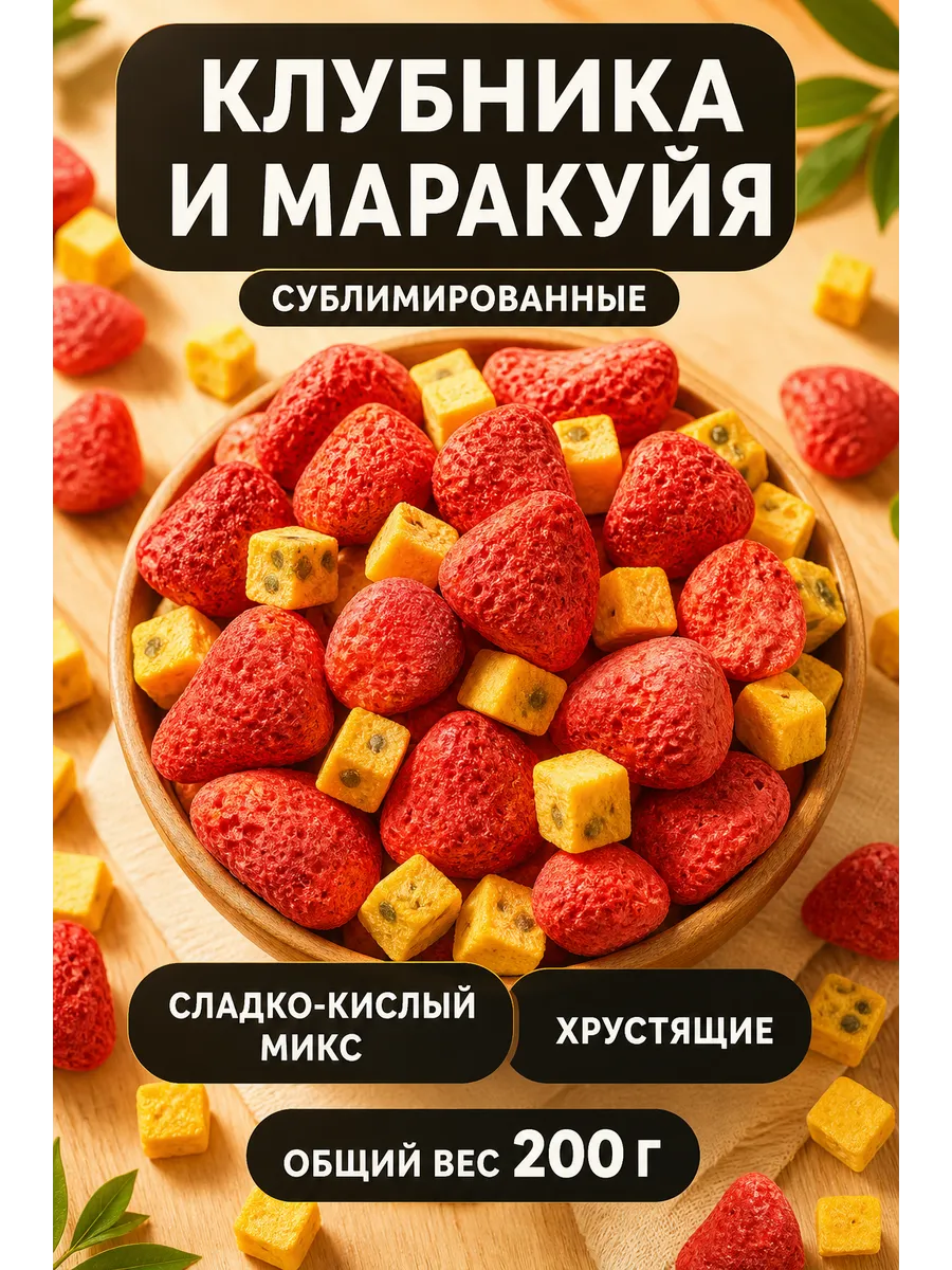 Клубника и Маракуйя Сублимированная 200гр