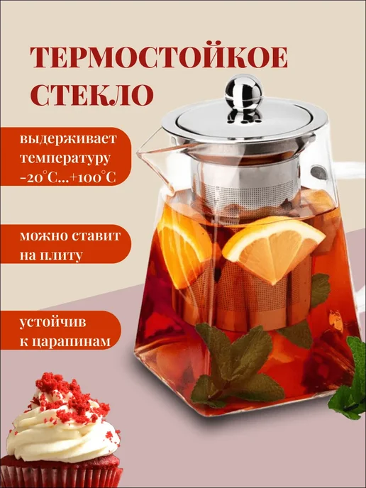 SHNEYDERMAN GROUP Чайник заварочный стеклянный 950 ml, 950 мл, фото 2
