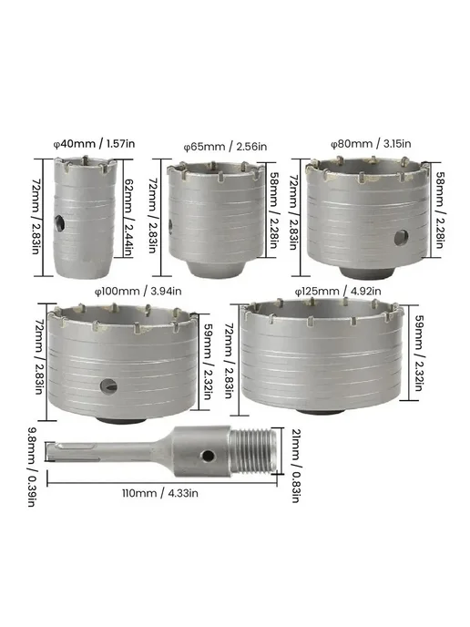 Коронка по бетону с оснасткой 6PC, 6PC, фото 2